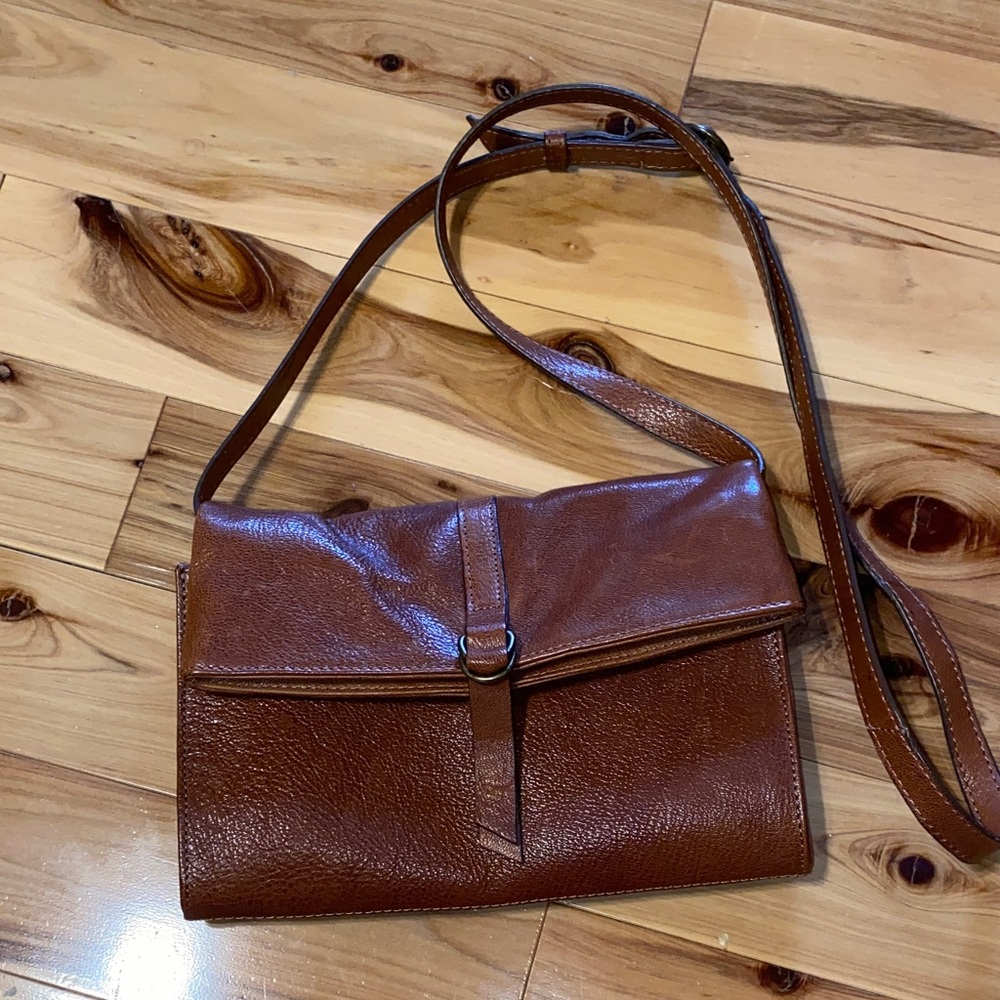 Classic Brown Leather Crossbody/Clutch Bag